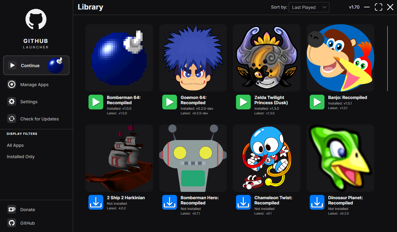 Image of the GitHub Launcher application